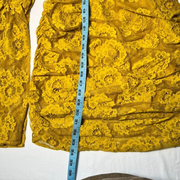 For Love And Lemons NWT Tiana one shoulder yellow lace mini dress - Picture 10 of 16